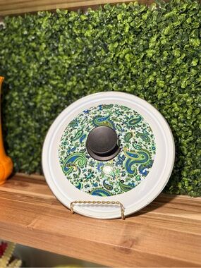 1970s Fancipans Enamel Blue & Green Paisley Replacement Lid